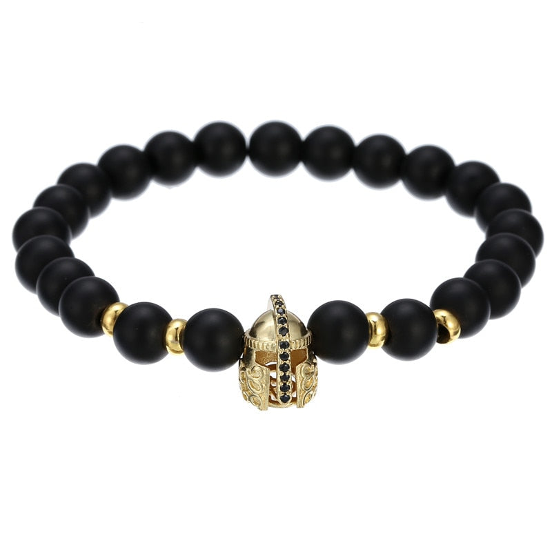 2022 Fashion Micro CZ King crown charm bracelet handmade stretch men's 8mm Copper beads women bracelet bangle jewelry