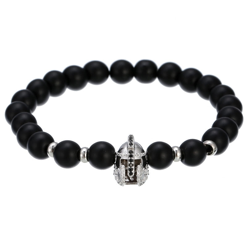 2022 Fashion Micro CZ King crown charm bracelet handmade stretch men's 8mm Copper beads women bracelet bangle jewelry