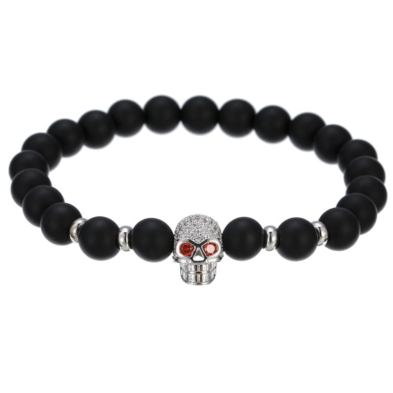 2022 Fashion Micro CZ King crown charm bracelet handmade stretch men's 8mm Copper beads women bracelet bangle jewelry