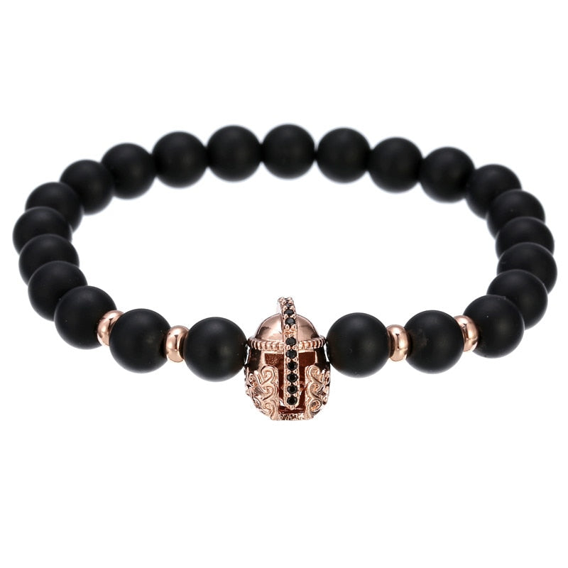 2022 Fashion Micro CZ King crown charm bracelet handmade stretch men's 8mm Copper beads women bracelet bangle jewelry