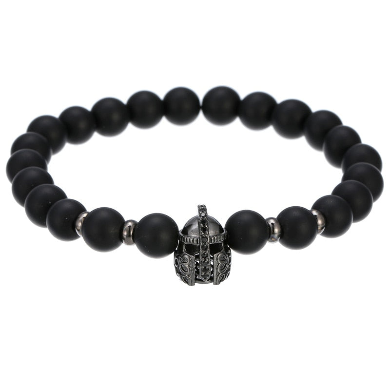 2022 Fashion Micro CZ King crown charm bracelet handmade stretch men's 8mm Copper beads women bracelet bangle jewelry