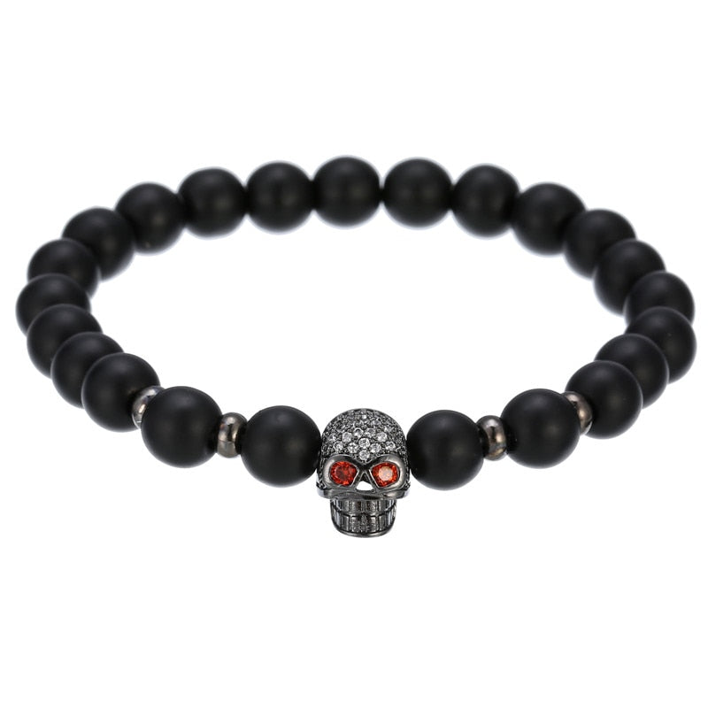 2022 Fashion Micro CZ King crown charm bracelet handmade stretch men's 8mm Copper beads women bracelet bangle jewelry